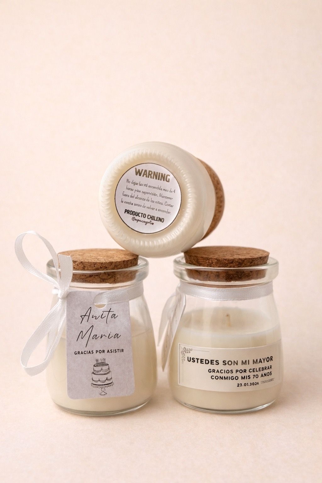 Velas personalizadas para eventos en frascos de vidrio