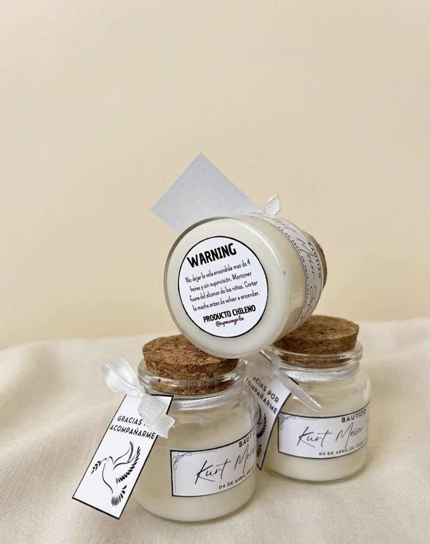 Velas personalizadas para eventos en frascos de vidrio