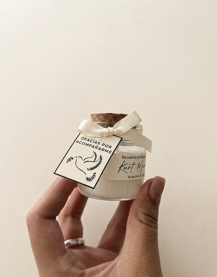 Velas personalizadas para eventos en frascos de vidrio